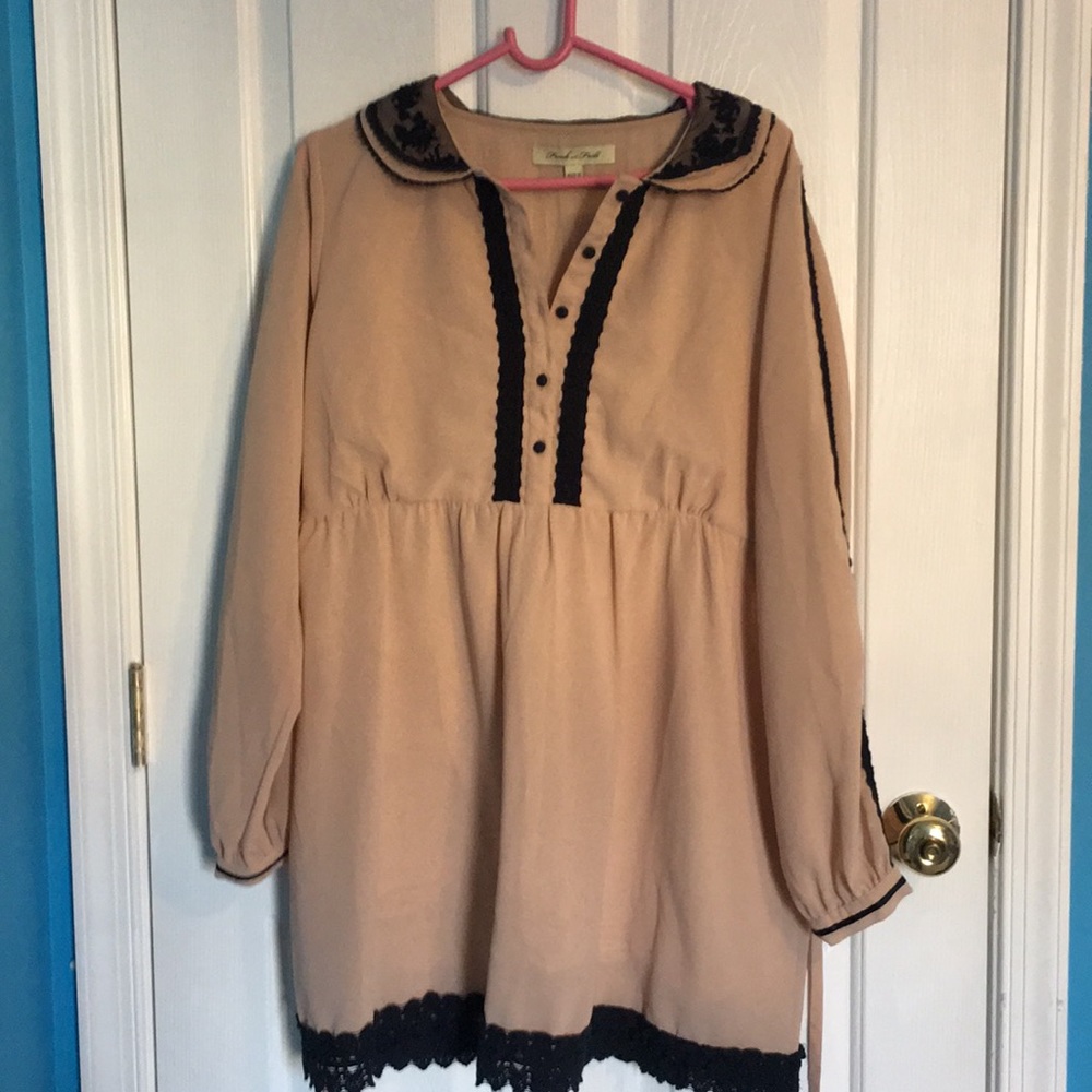 Frock and Frill. Blush colored tie back dress.